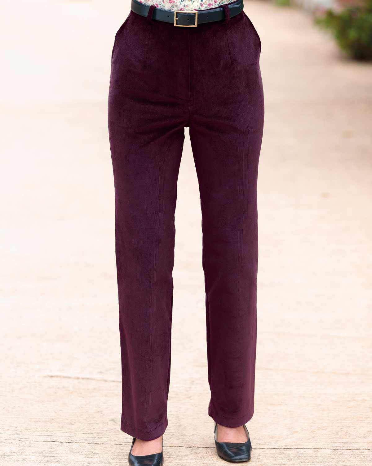 Needlecord Trousers Ladies - Aubergine