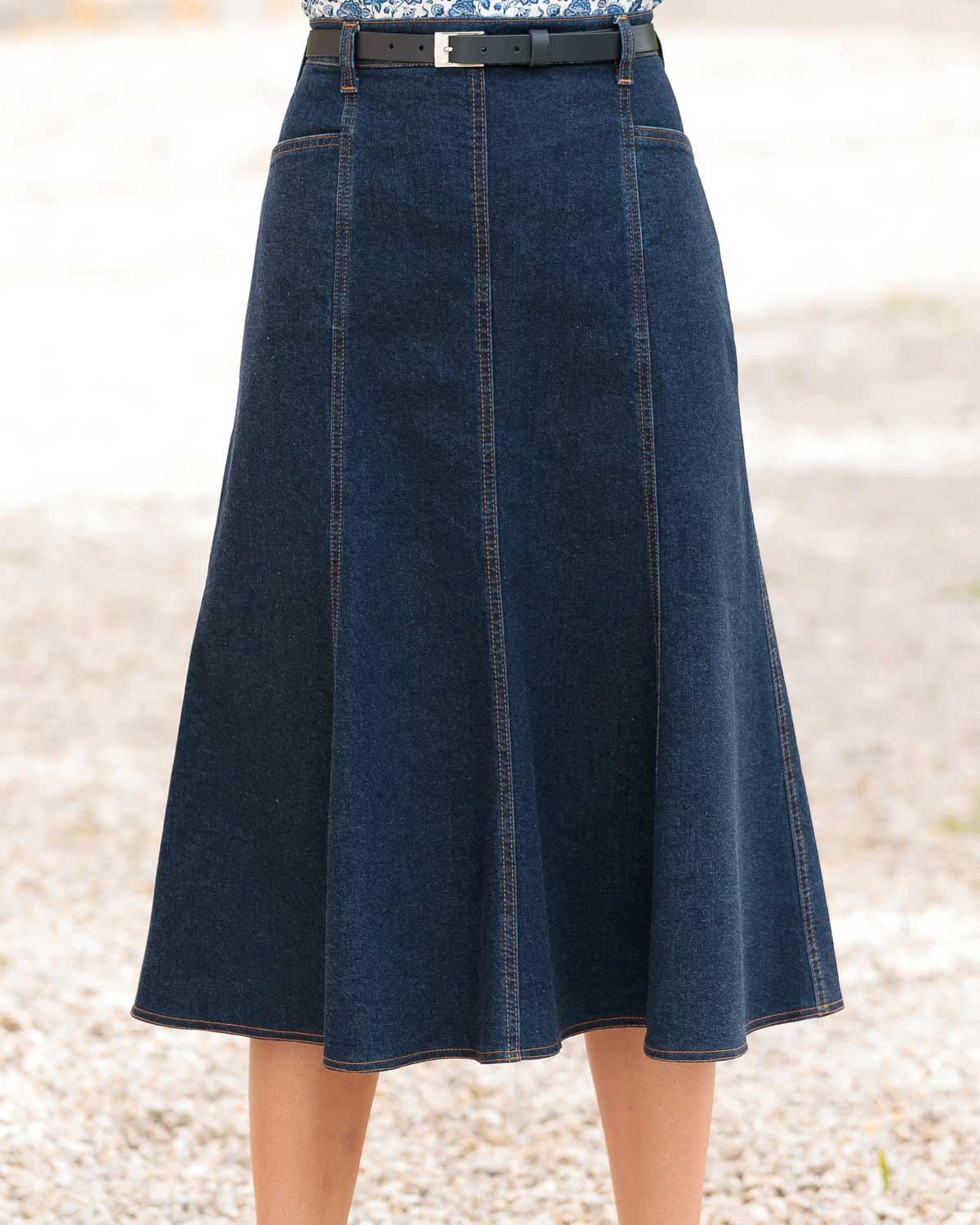 Ladies’ A-Line Denim Skirt – Indigo Blue