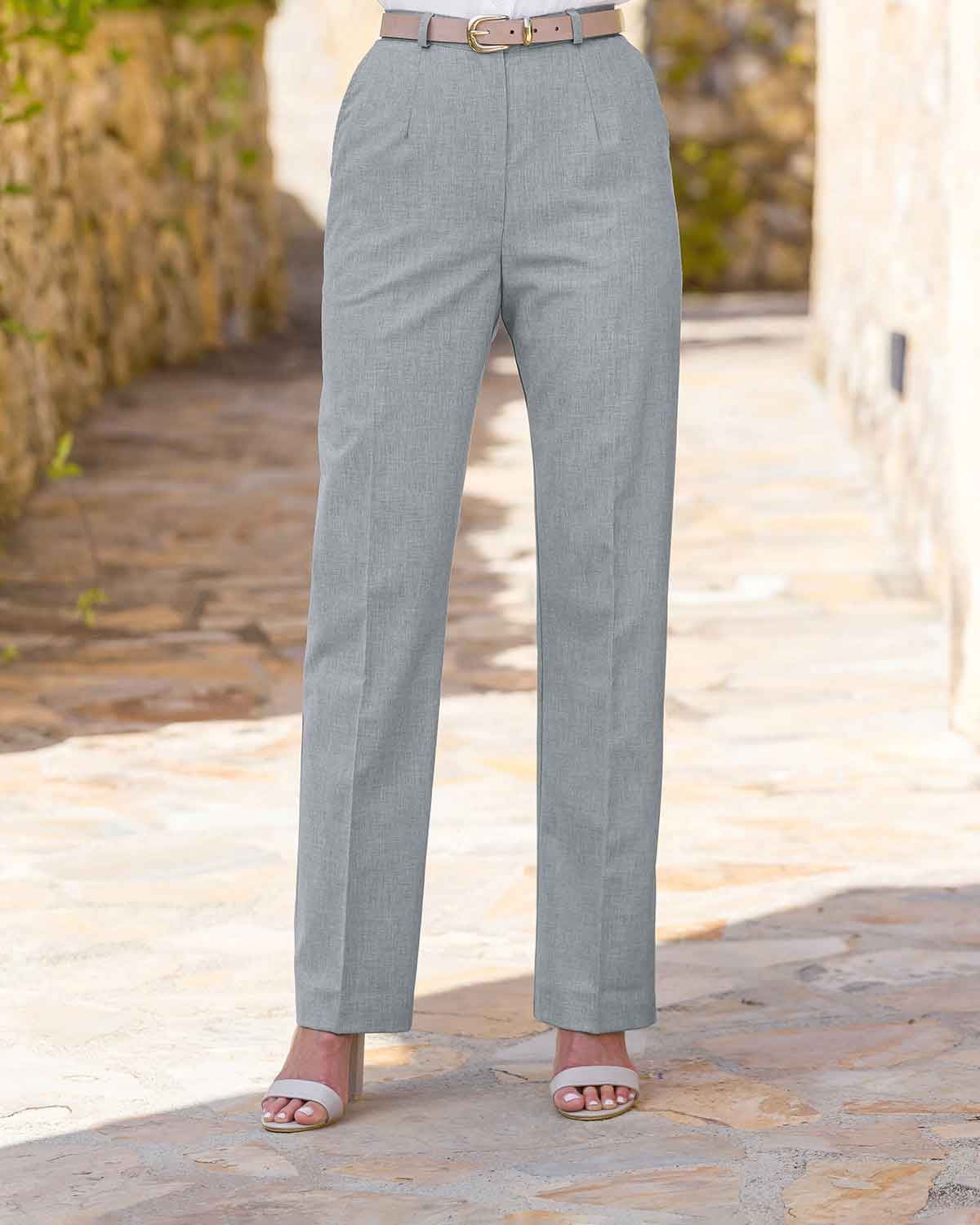 Ladies’ Sandown Wool Blend Straight Leg Trousers – Pearl