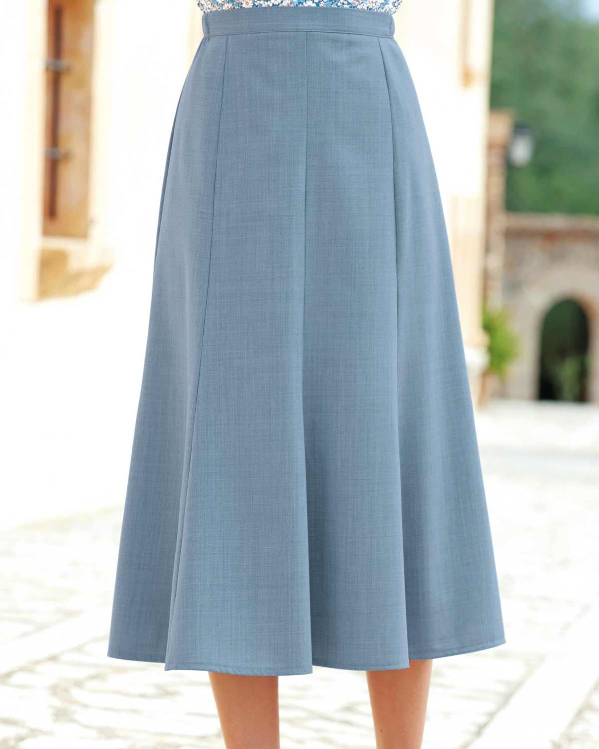 Ladies’ Sandown Wool Mix A-Line Skirt – Pale Blue