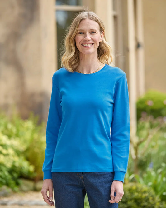 Pure Cotton Crew Neck - Delphinium