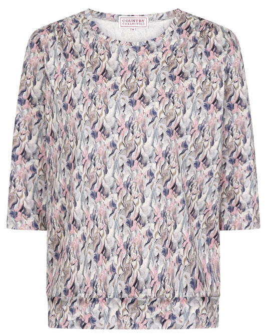 Printed Pure Cotton 3/4 Sleeve Blouson Top - Marissa