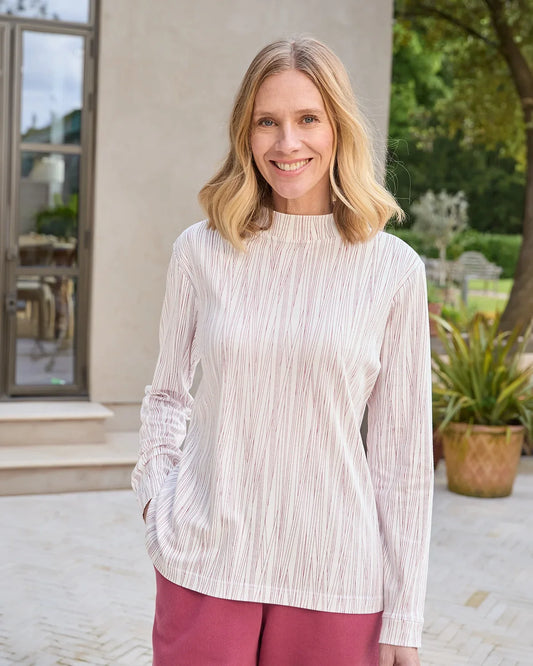 Printed Long Sleeved Cotton Turtle Neck Top - Harlow