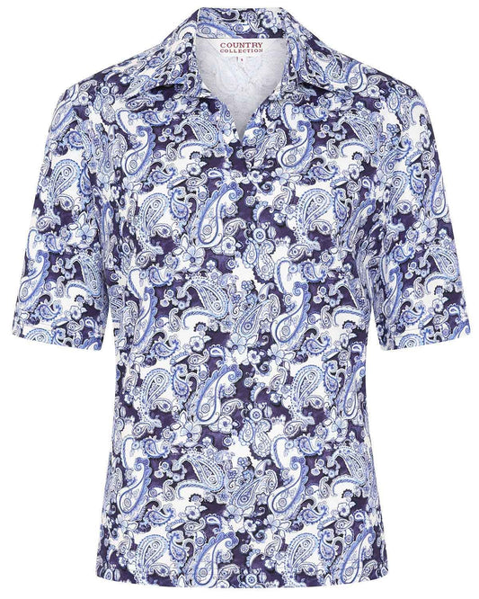 Sherrie Patterned Cotton Short Sleeved Polo Top