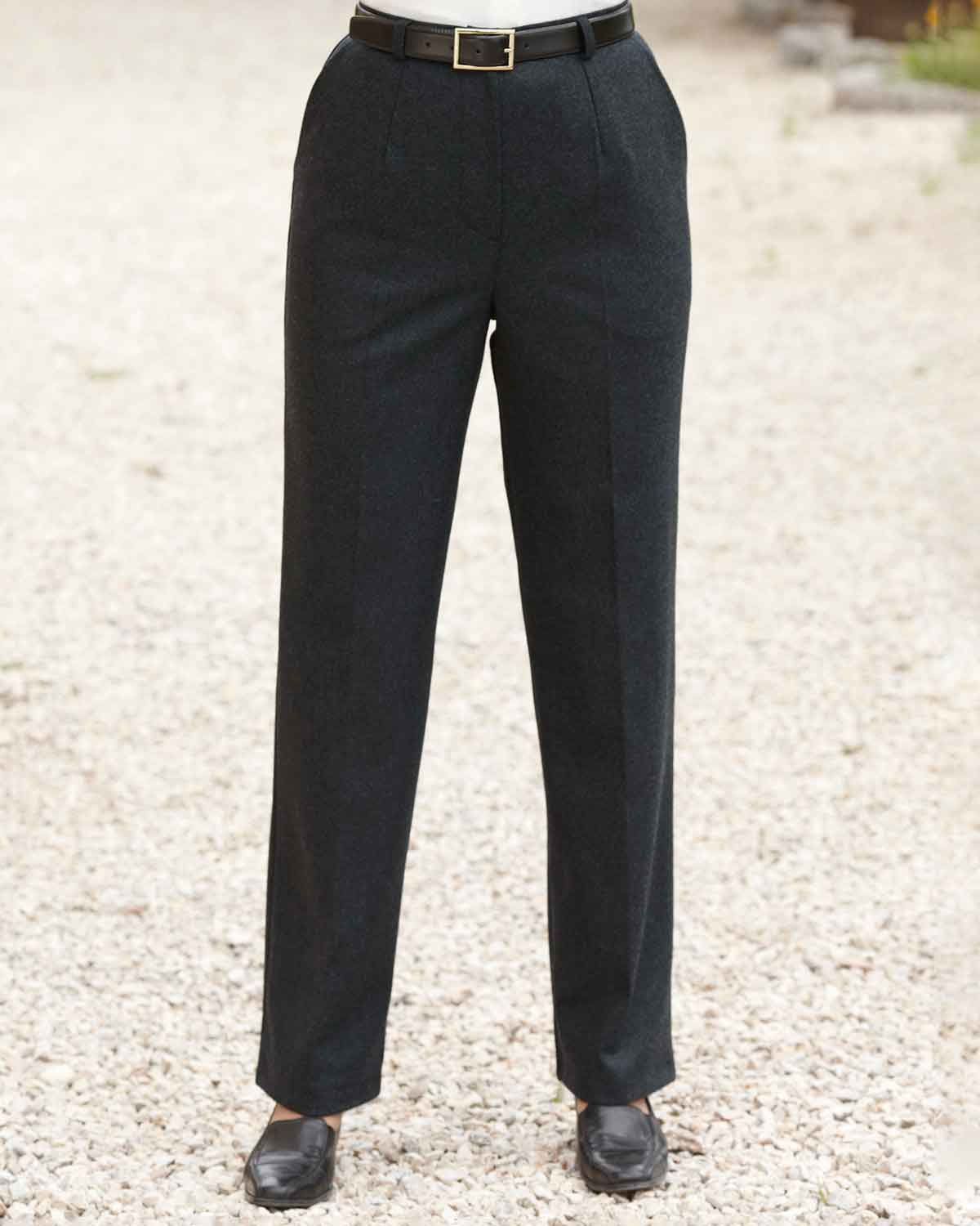 Ladies Flannel Trousers - Charcoal