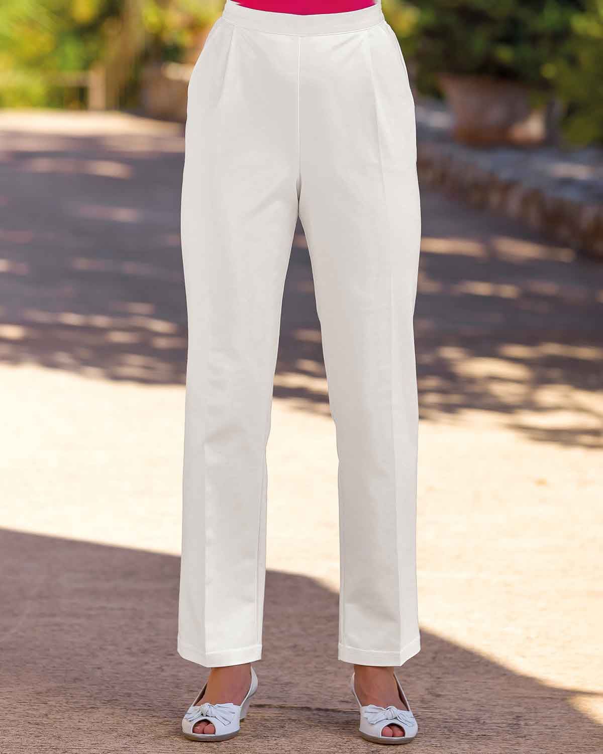 Easycare Pull On Trousers - White