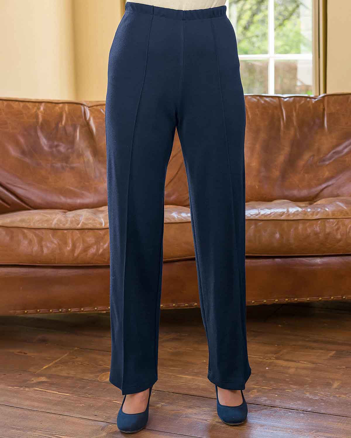 Isla Wool Blend Pull On Trousers - Navy