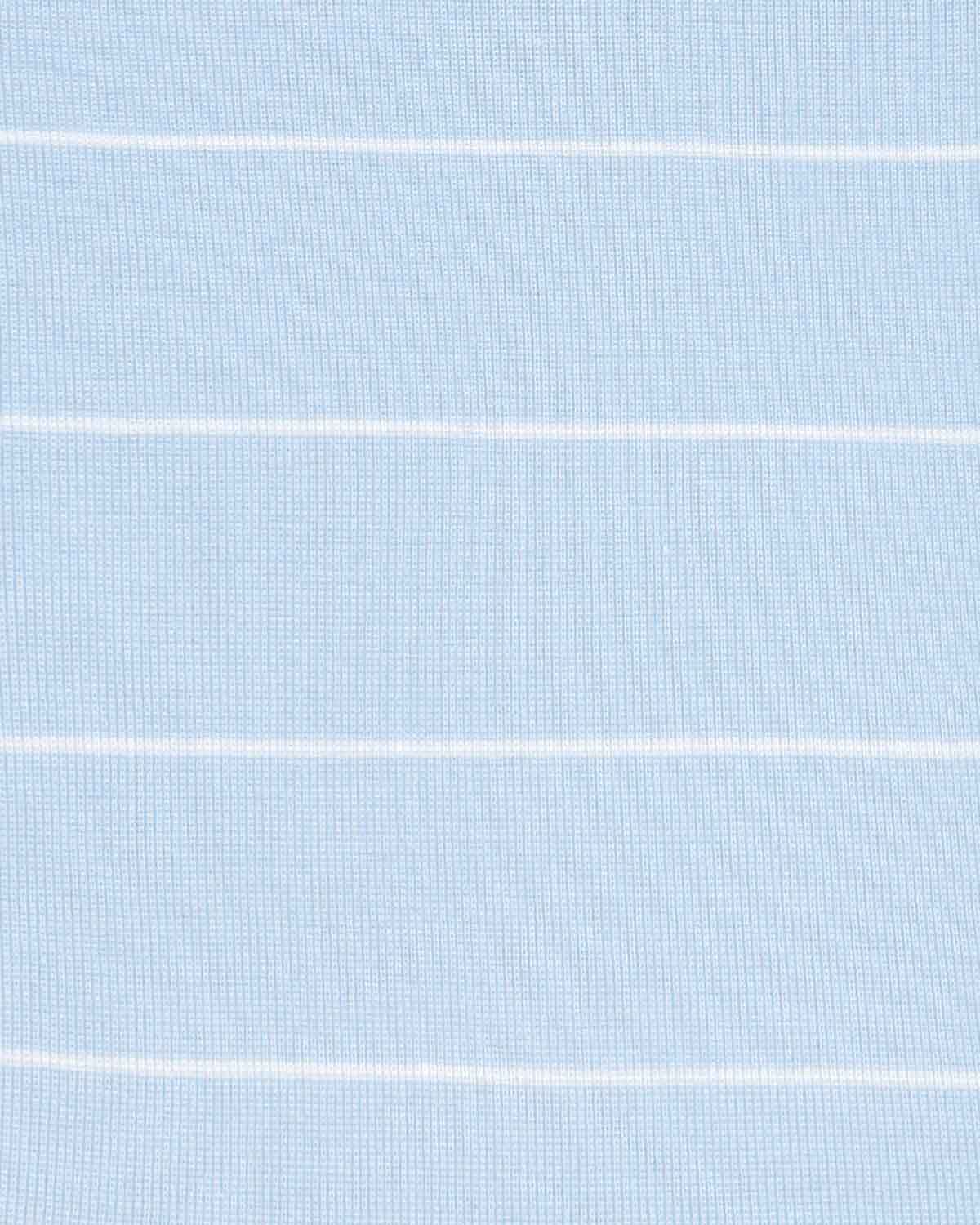 Sarah Striped Long Sleeve Cotton Polo Top - Blue