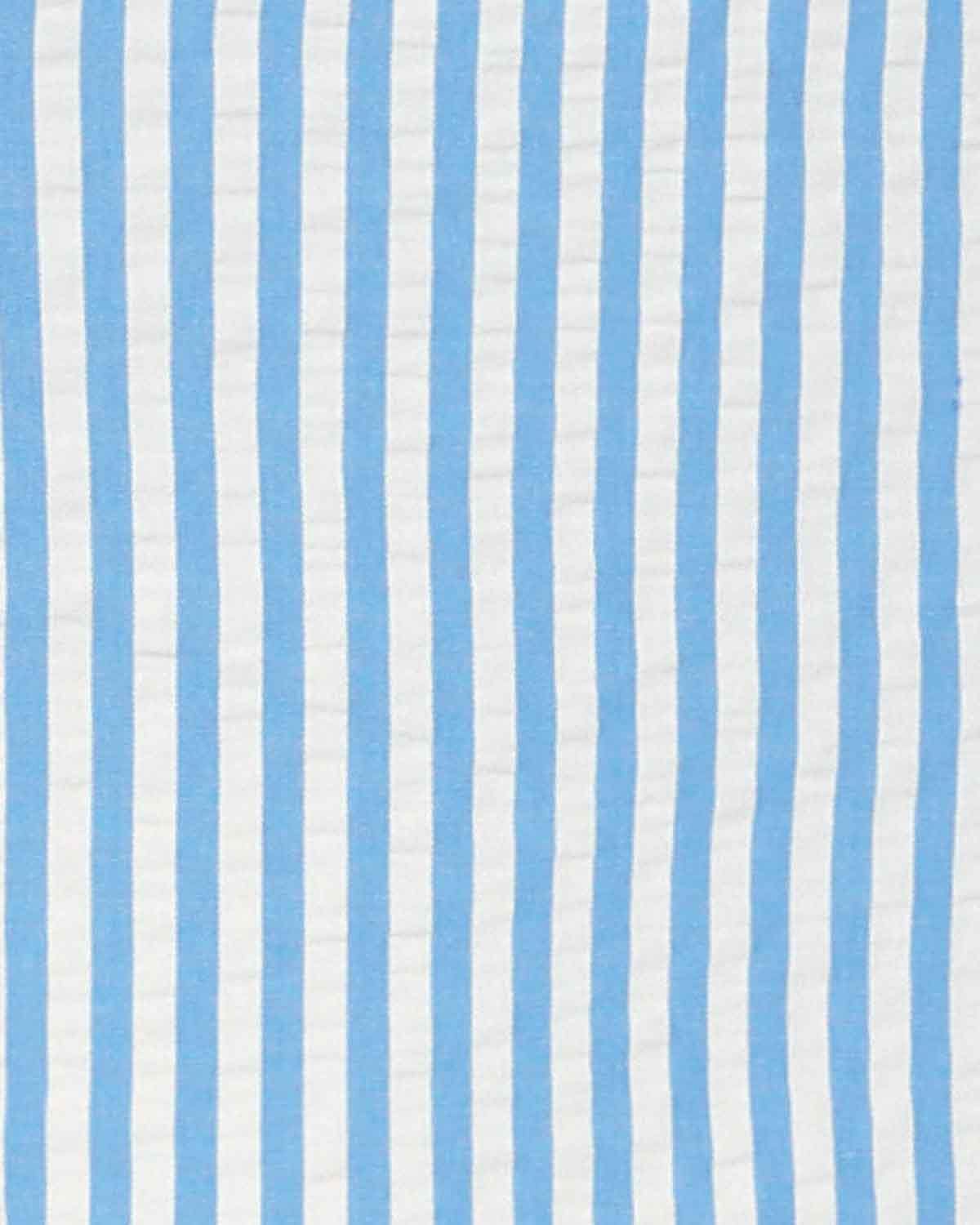 Maryanne Striped Cotton Mix Short Sleeve Blouse - Blue