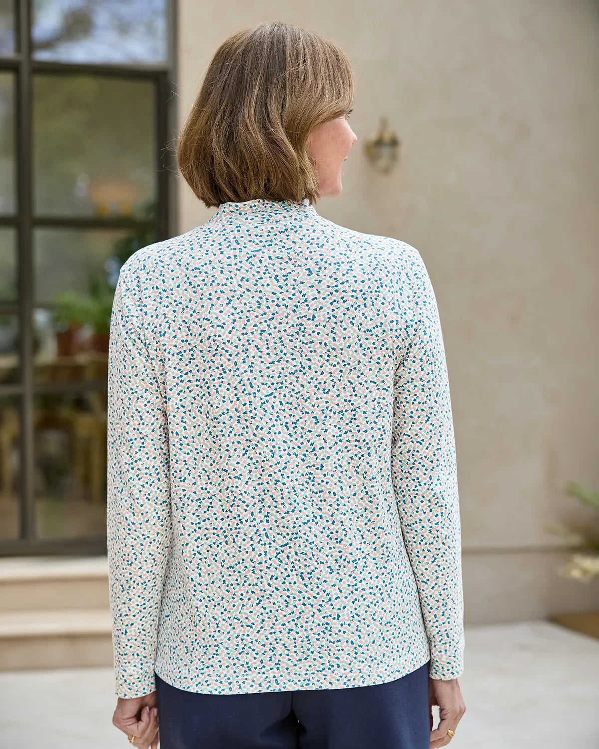 Printed Long Sleeved Cotton Turtle Neck Top - Matilda