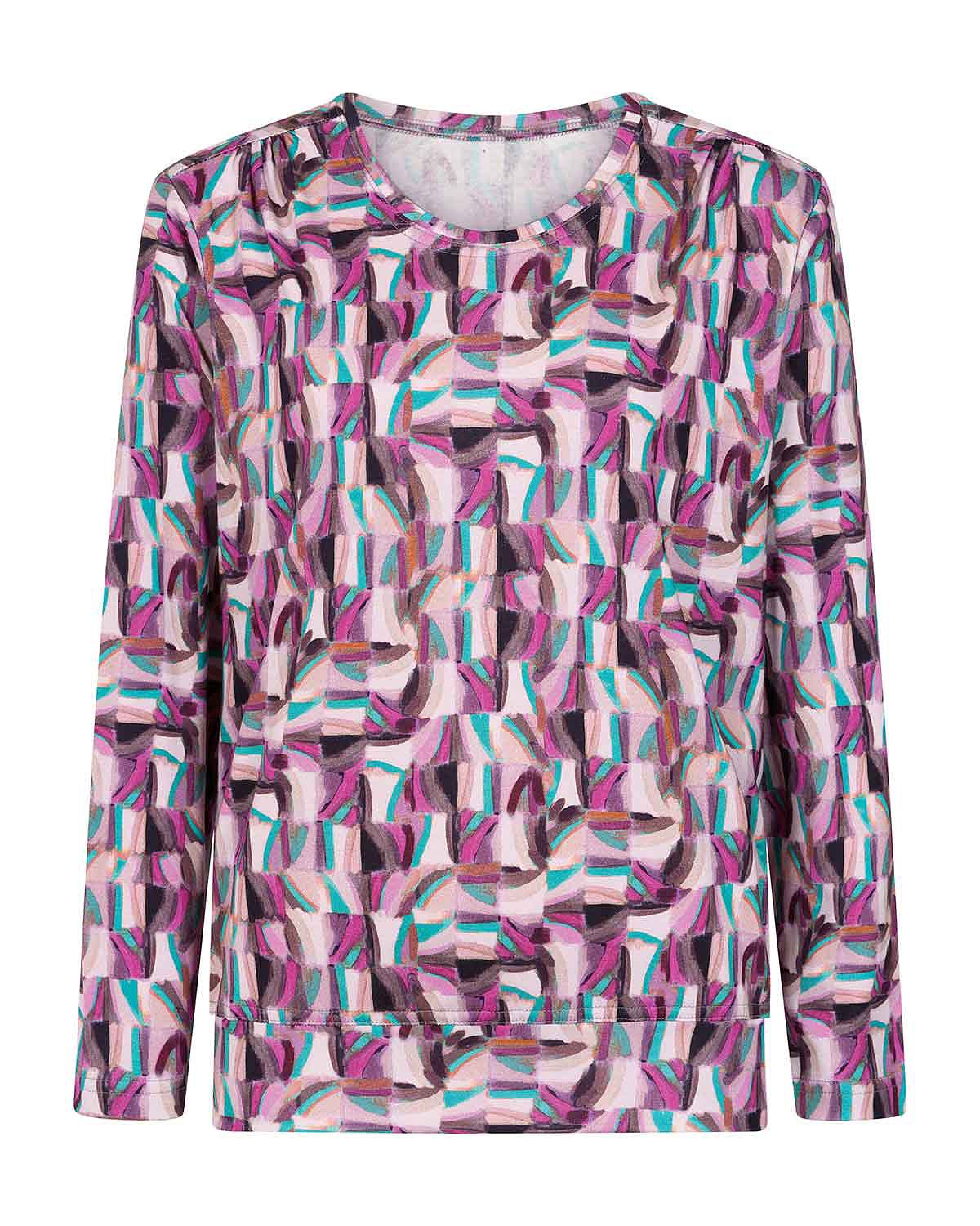 Jolie Patterned Cotton Long Sleeve Blouson Top