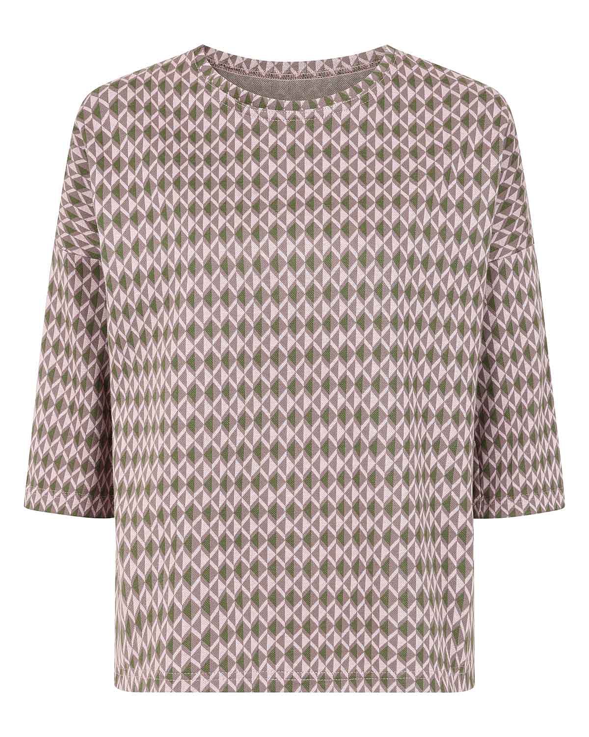 Patterned Crew Neck Dolman Sleeve Top - Maisie