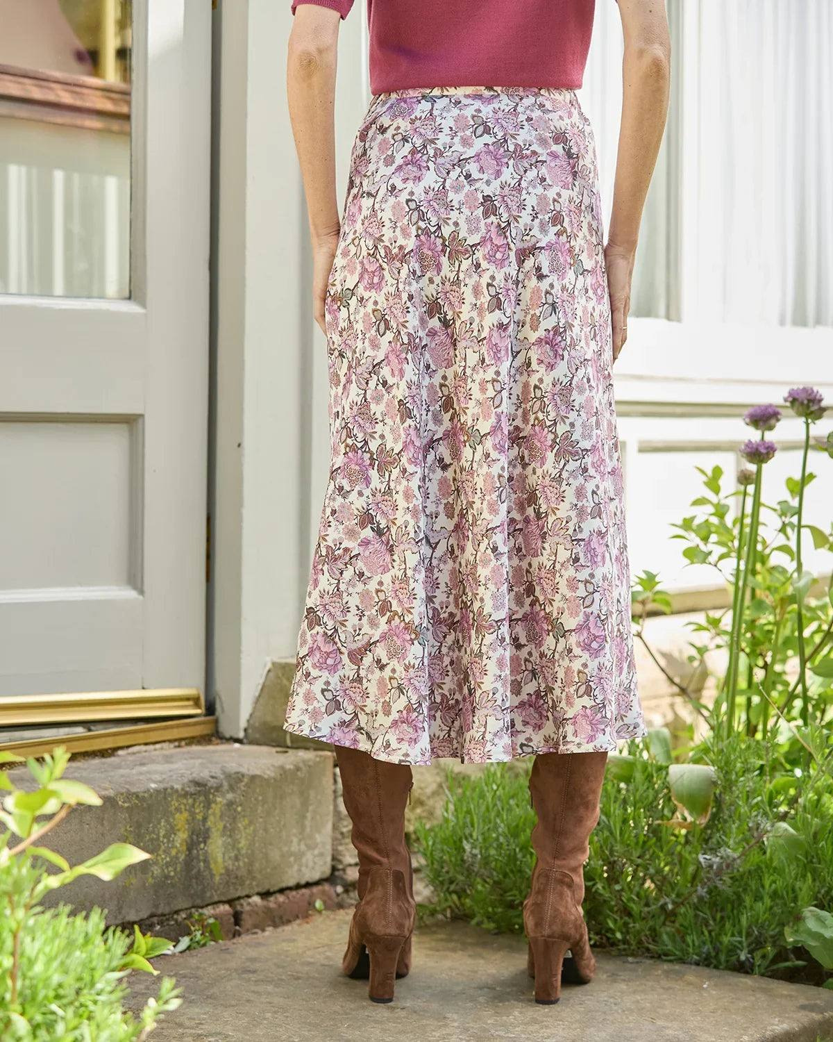Petunia Lined Floral Pure Viscose A Line Skirt