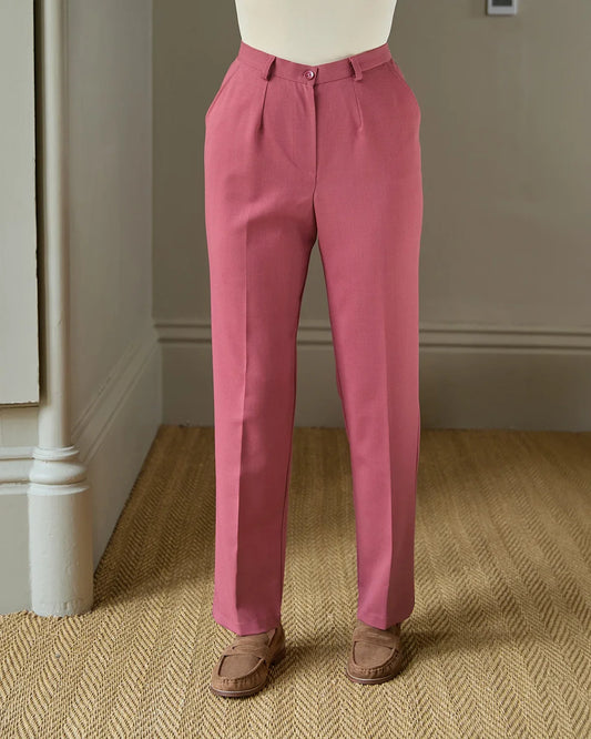 Ladies’ Sandown Wool Blend Straight Leg Trousers – Rosewood