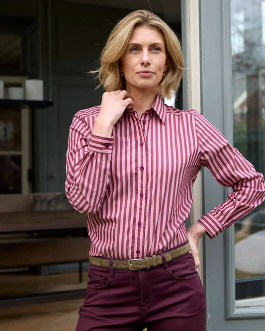 Candy Cotton Mix Long Sleeved Striped Blouse