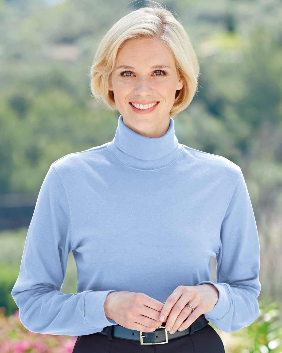 Cotton Polo Necks - Pale Blue