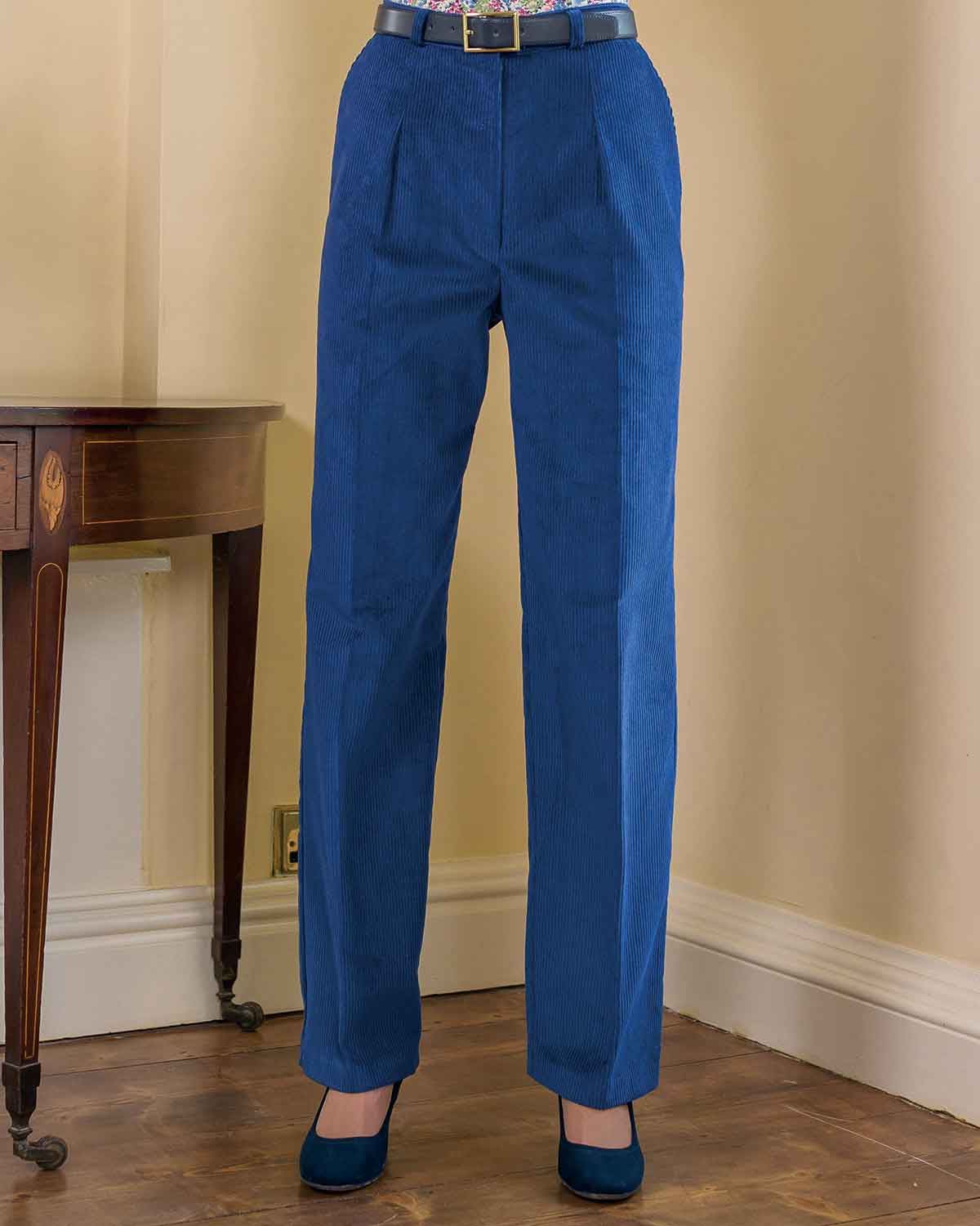 Corduroy Trousers  Ladies - Sapphire