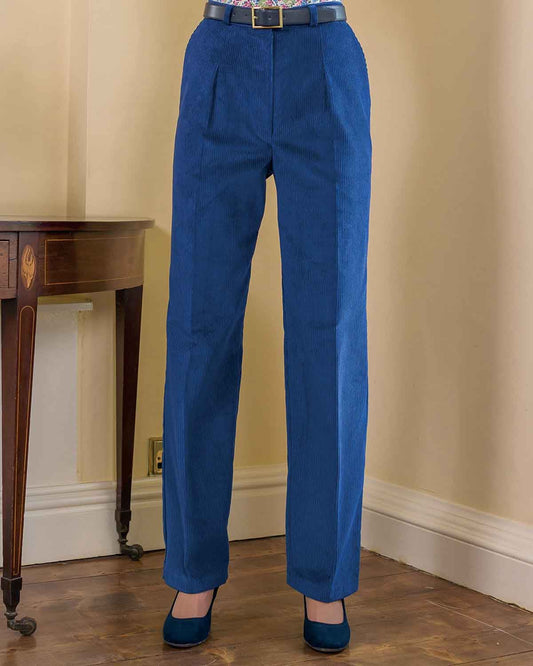 Corduroy Trousers  Ladies - Sapphire