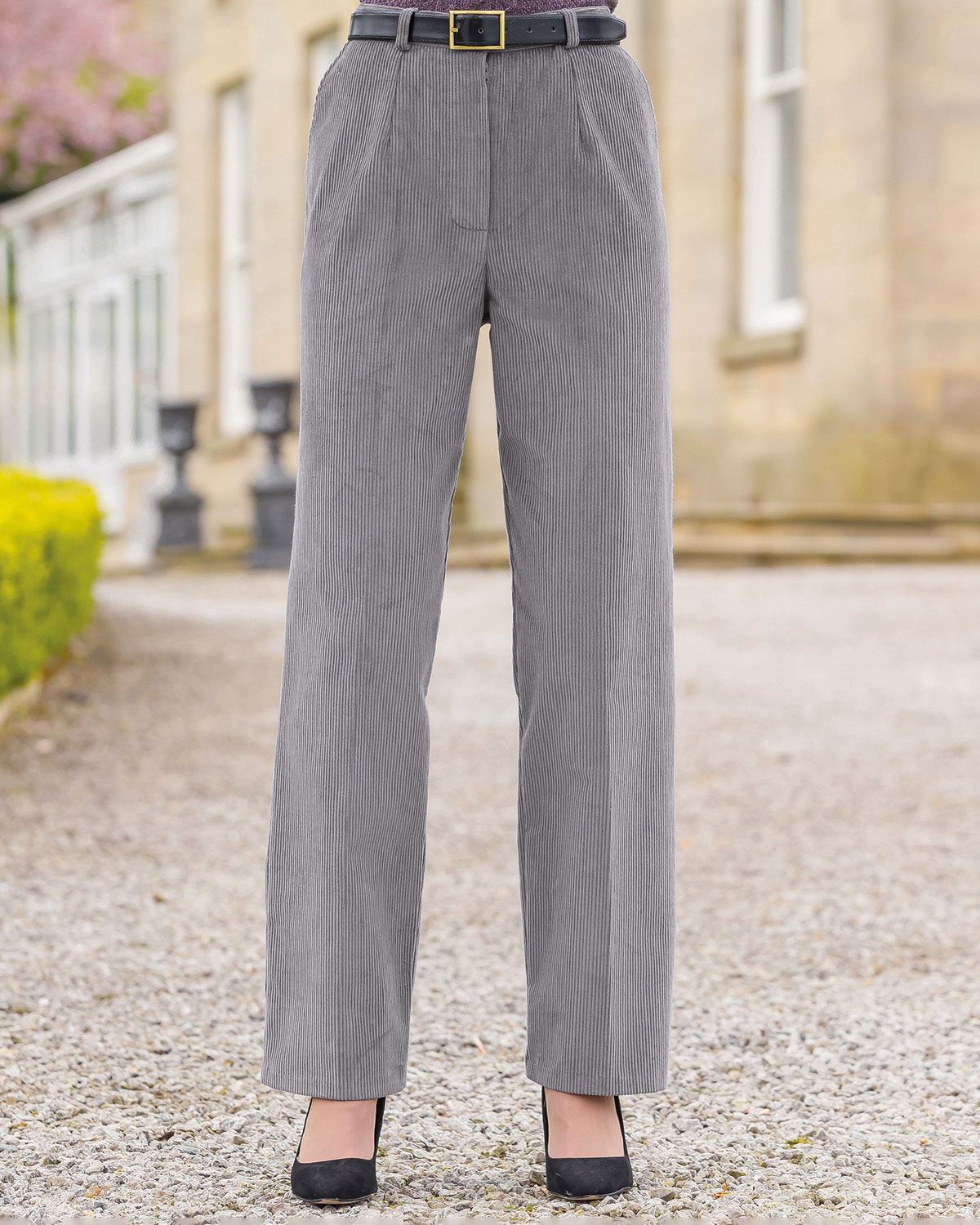 Corduroy Trousers  Ladies - Steel Grey