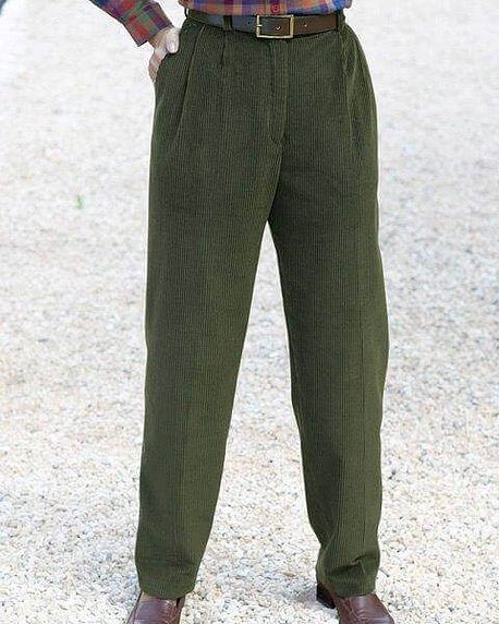 Corduroy Trousers  Ladies - Sage