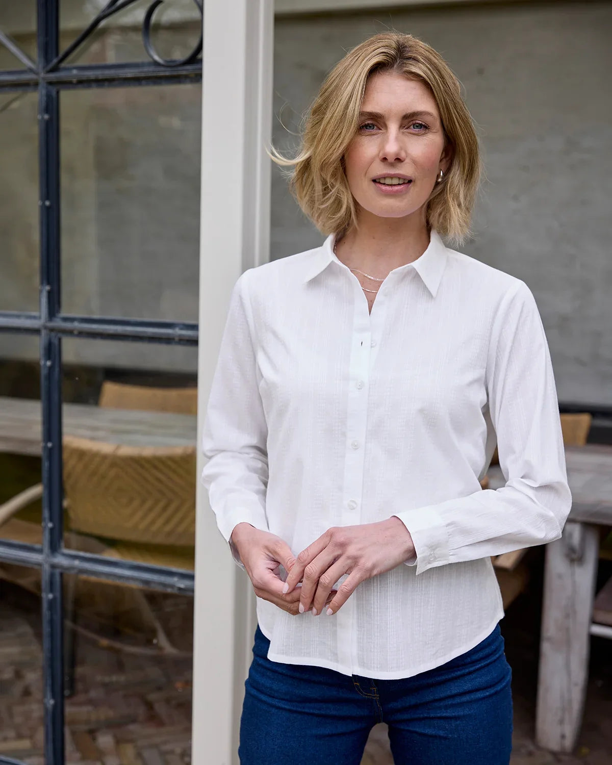 Alison White Pure Cotton Long Sleeve Blouse