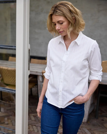 Alison White Pure Cotton Long Sleeve Blouse