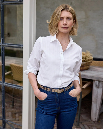 Alison White Pure Cotton Long Sleeve Blouse
