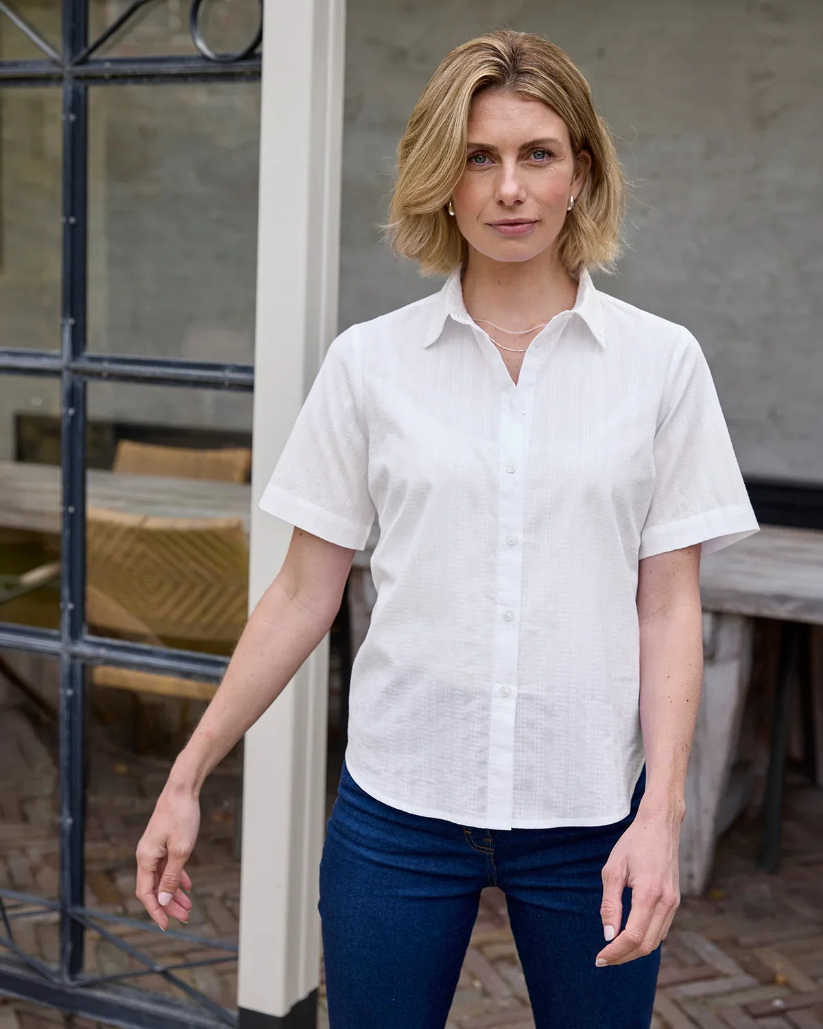 Alison White Pure Cotton Short Sleeve Blouse