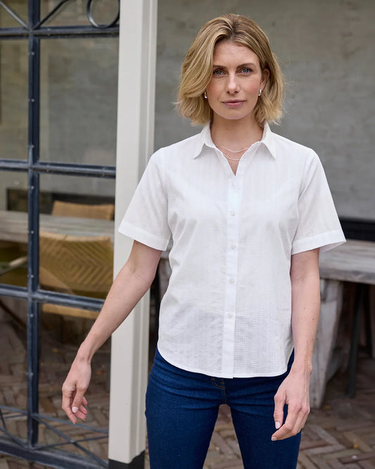 Alison White Pure Cotton Short Sleeve Blouse