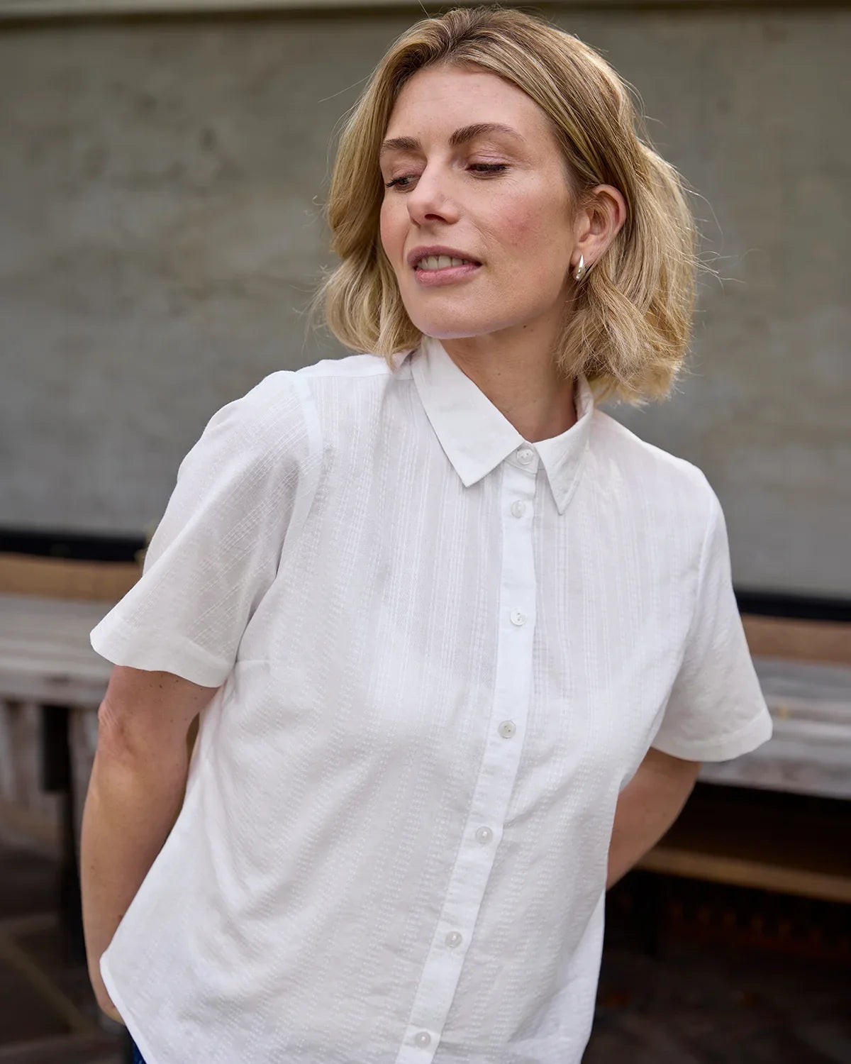 Alison White Pure Cotton Short Sleeve Blouse
