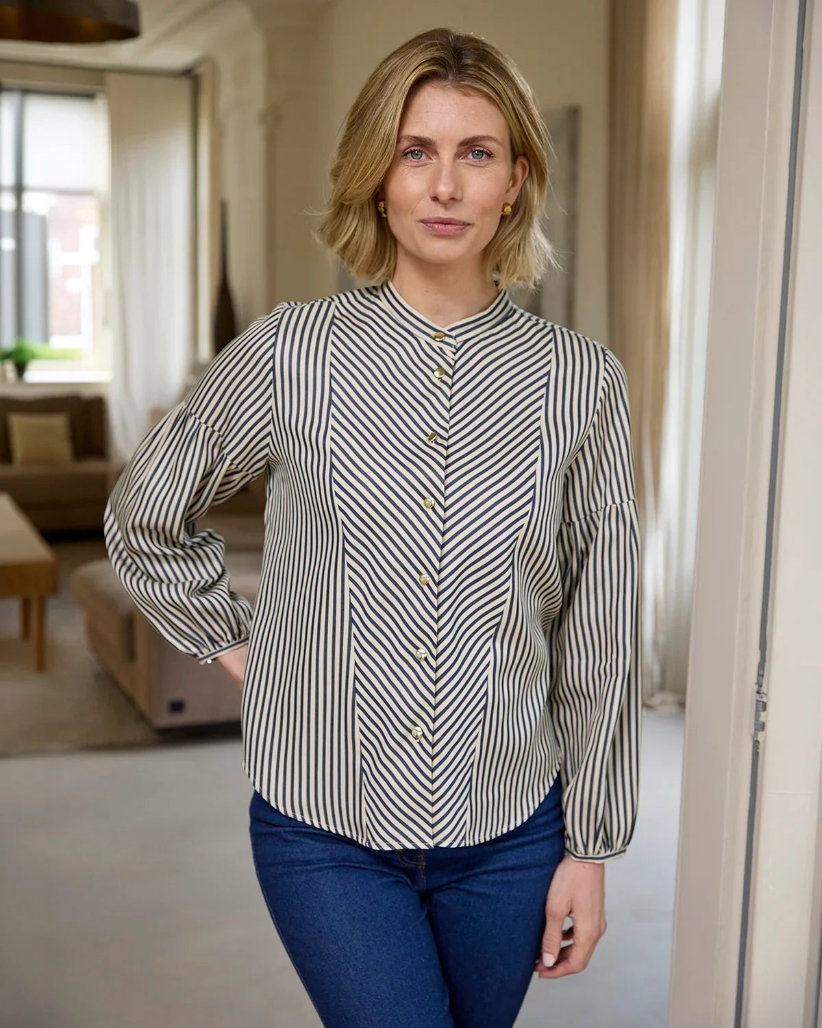 Wren Lyocell Long Sleeved Striped Blouse