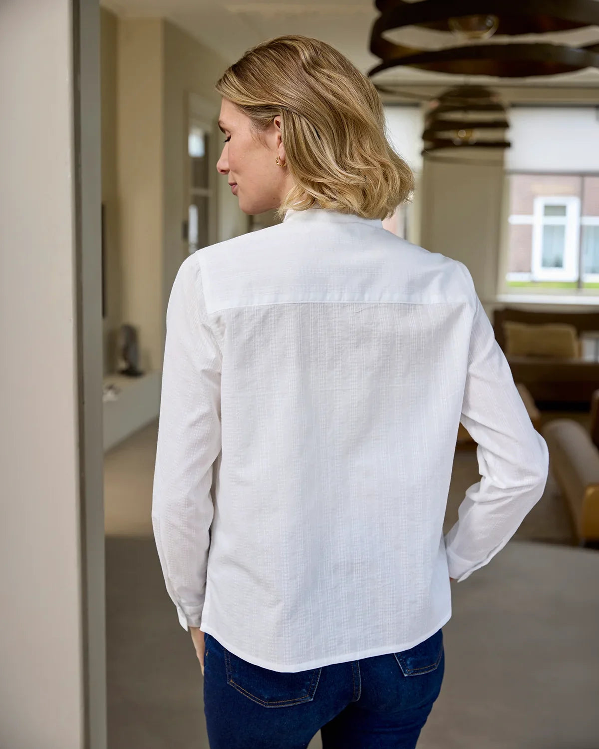 Evelyn White Pure Cotton Long Sleeve Blouse