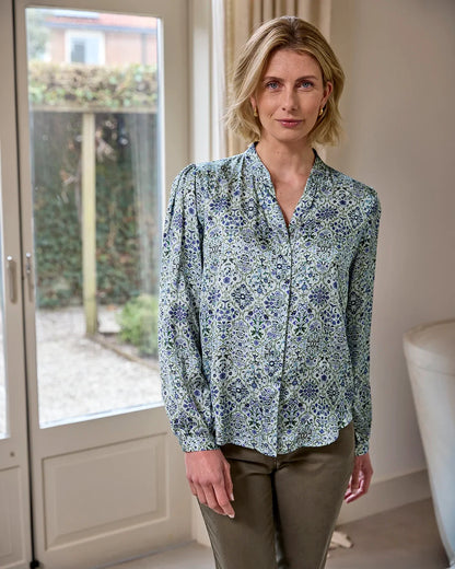 Rhonda Floral Pure Viscose Long Sleeve Blouse