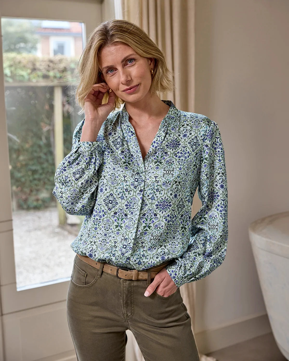 Rhonda Floral Pure Viscose Long Sleeve Blouse