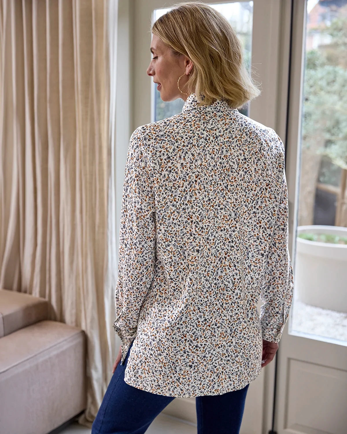 Amber Floral Pure Viscose Long Sleeve Blouse