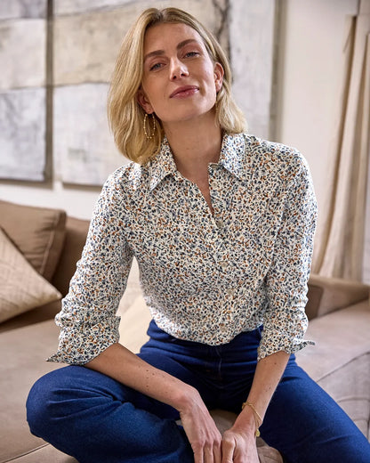Amber Floral Pure Viscose Long Sleeve Blouse