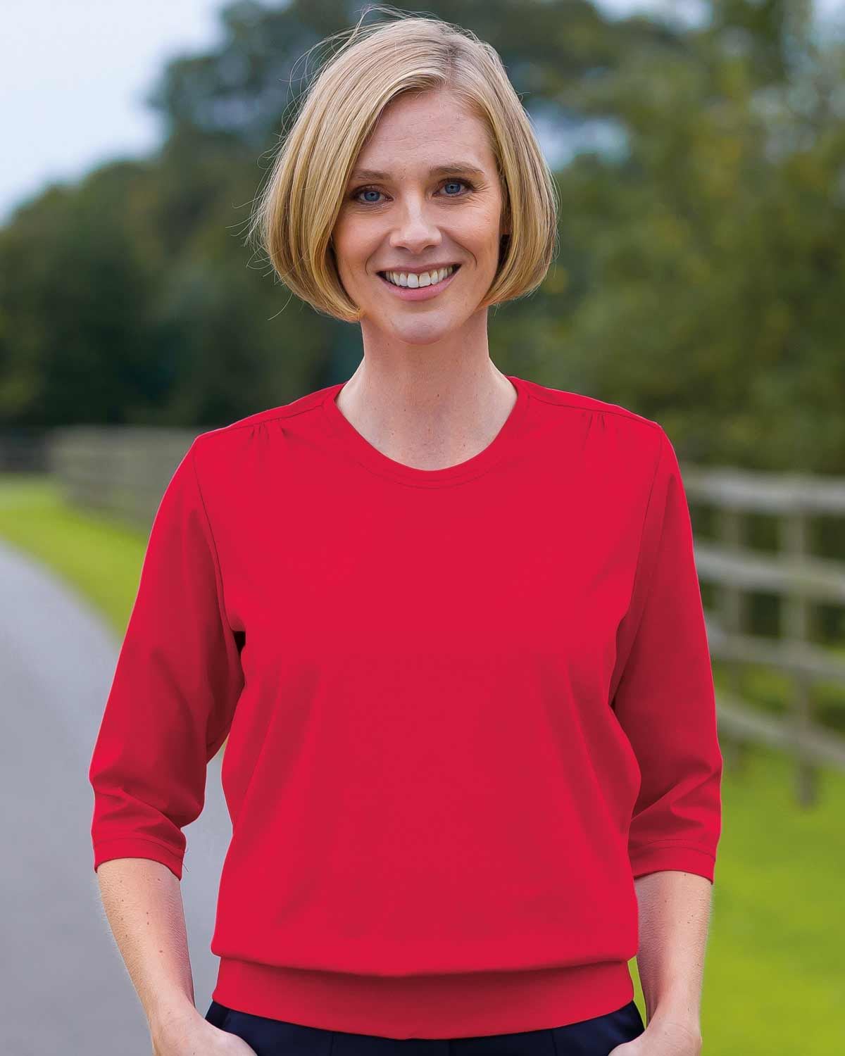 Ladies’ Pure Cotton Blouson Top – Red