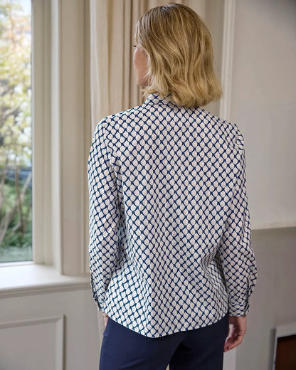 Elspeth Patterned Pure Cotton Long Sleeve Blouse