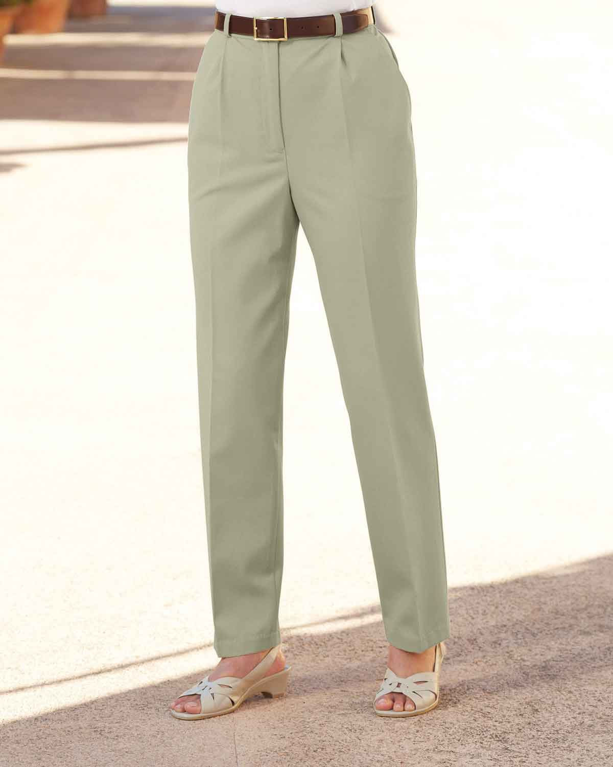 Chino Flat Front Trousers - Olive