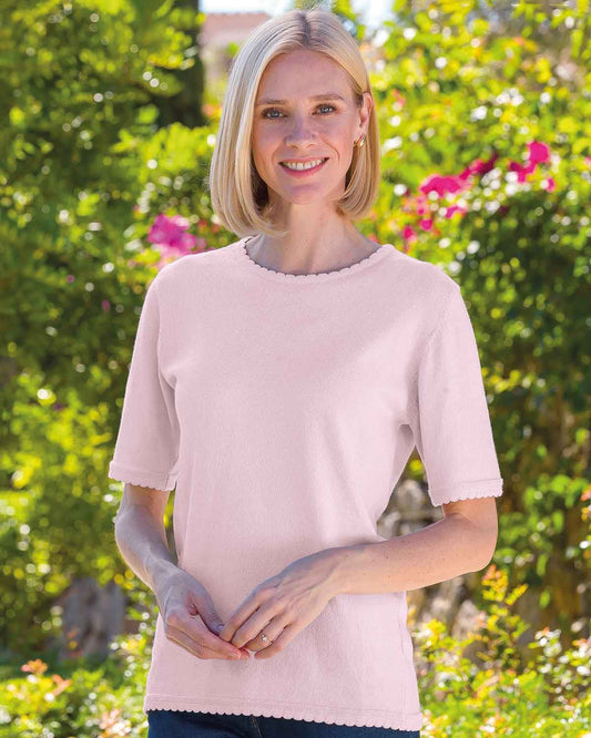 Cotton Scalloped Top - Lilac Mist