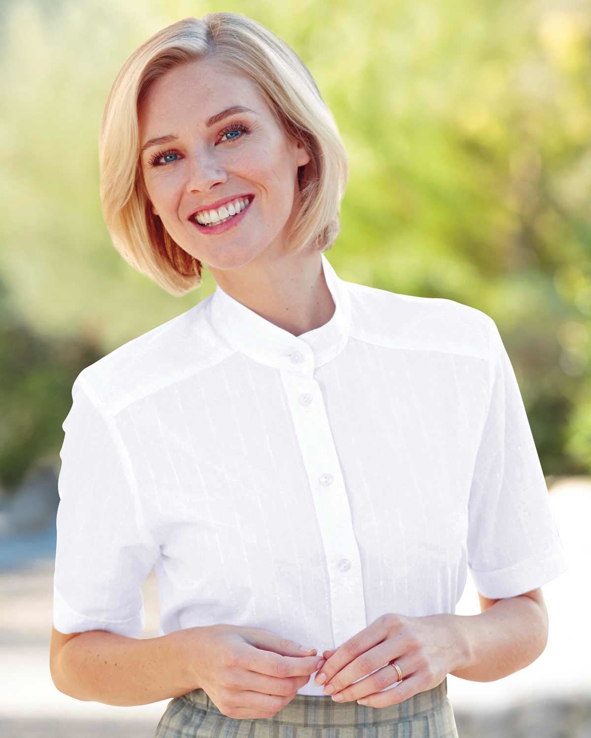 Erin Pure Cotton White Short Sleeved Blouse - White