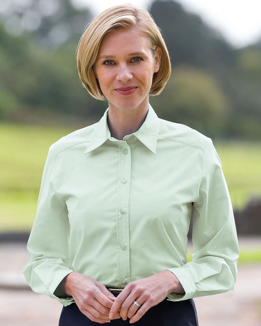 Easycare Long Sleeve Plain Polycotton Shirts - Mint