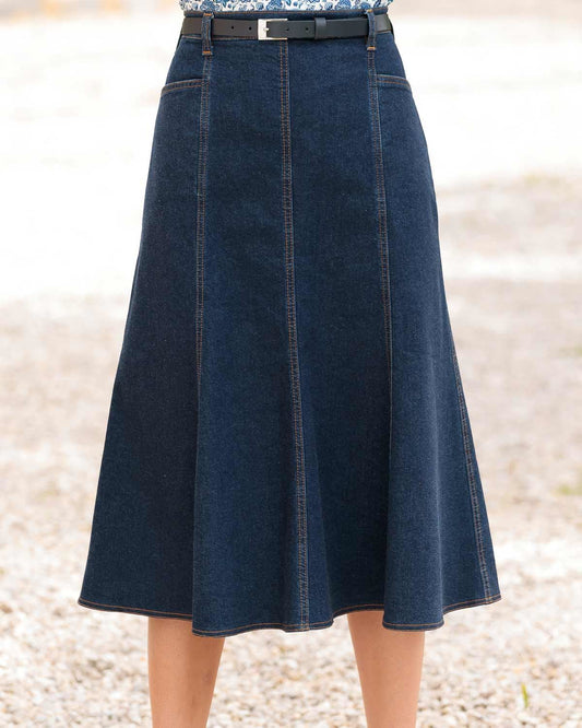 Ladies’ A-Line Denim Skirt – Indigo Blue