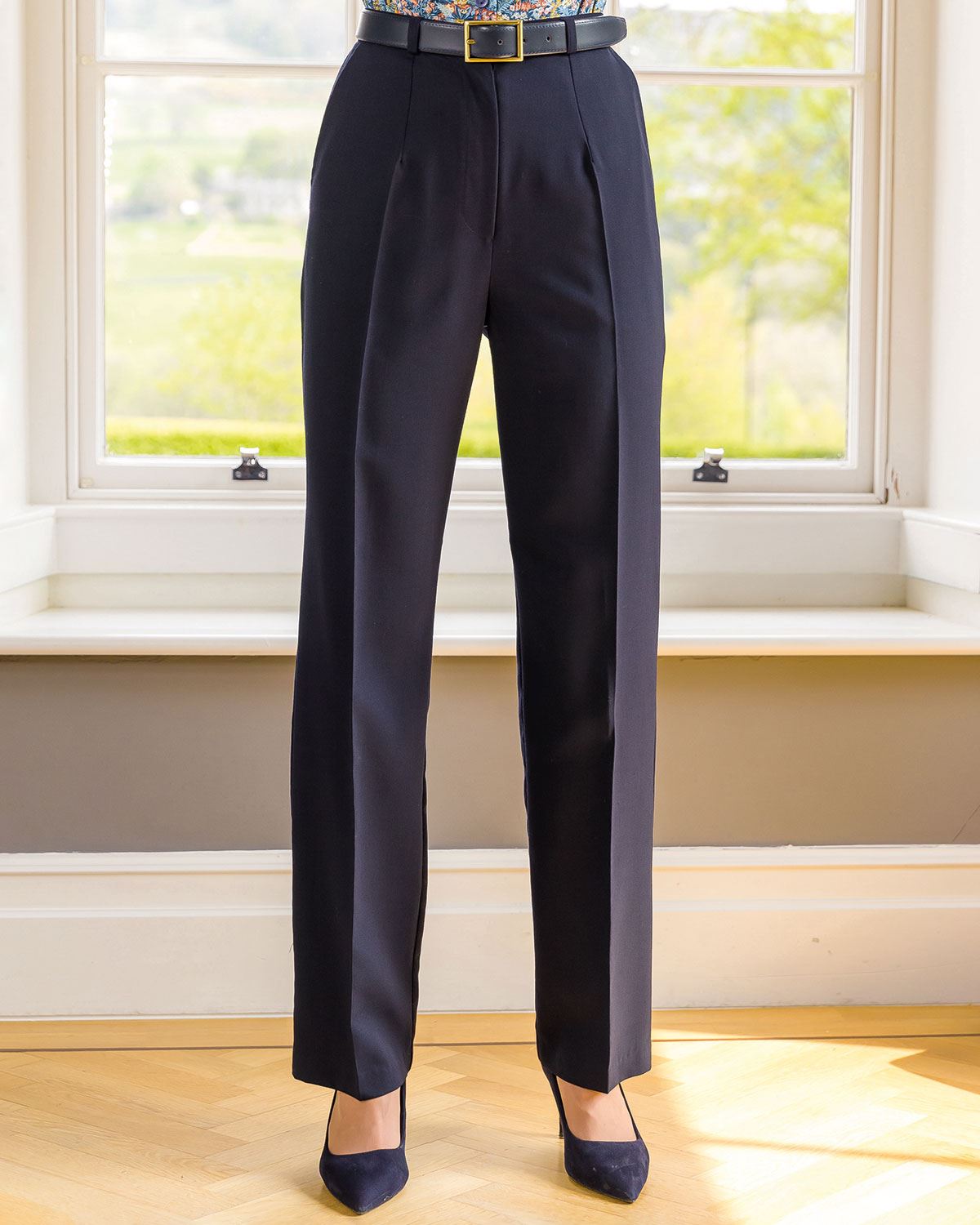 Ladies’ Sandown Wool Blend Straight Leg Trousers – Navy