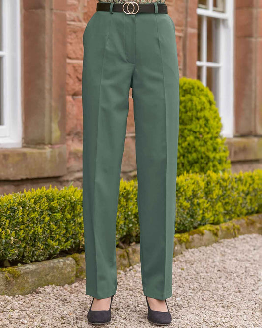 Ladies’ Sandown Wool Blend Straight Leg Trousers – Thyme