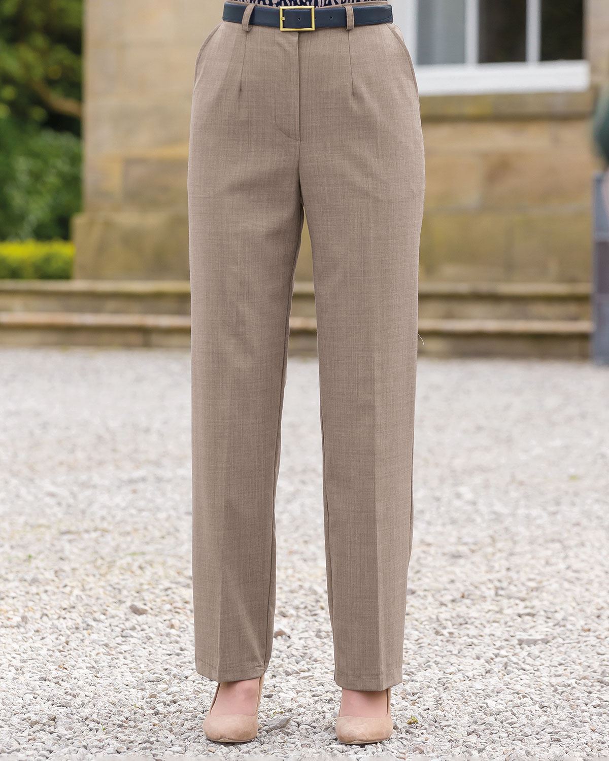 Ladies’ Sandown Wool Blend Straight Leg Trousers – Tawny