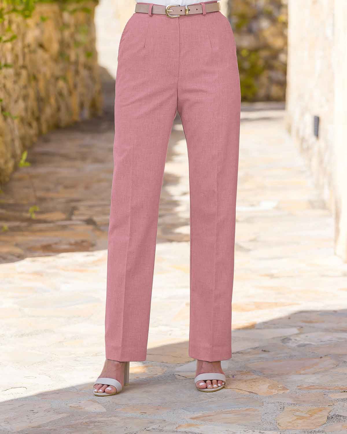 Ladies’ Sandown Wool Blend Straight Leg Trousers – Dusky Rose