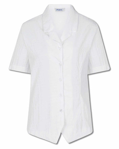Angela White Cotton Rich Seersucker Blouse - White