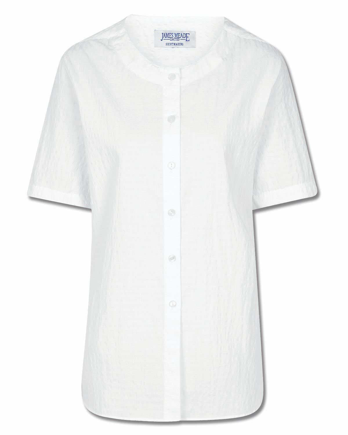 Abby White Cotton Rich Seersucker Blouse