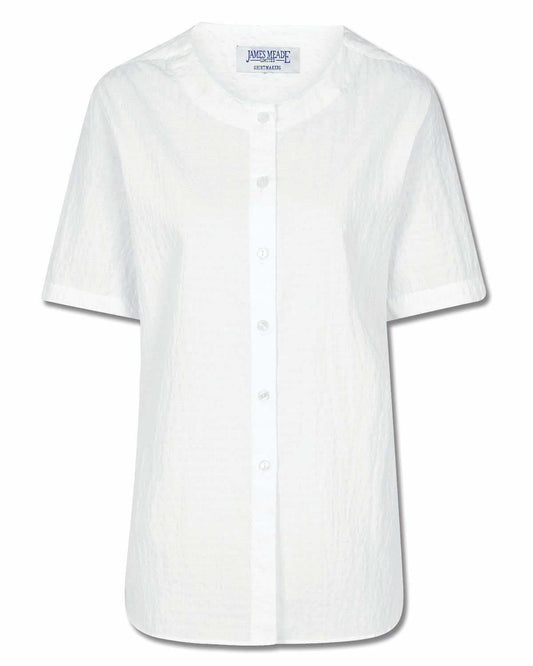 Abby White Cotton Rich Seersucker Blouse